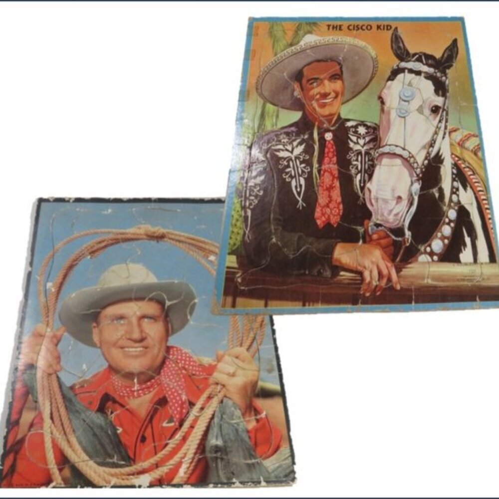 Gene Autrey & Cisco Kid Cardboard (2) Vintage Puzzles